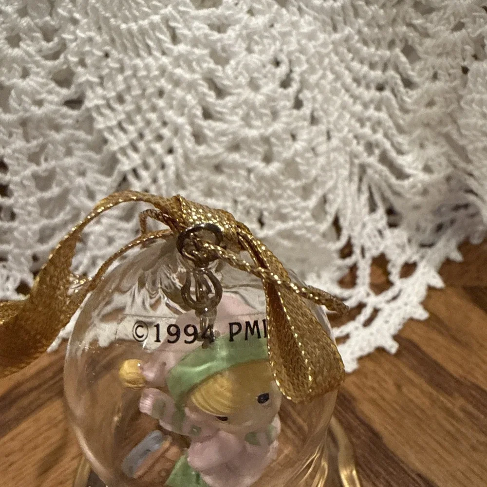 Vintage Enesco Precious Moments Christmas Glass Bell Ornament